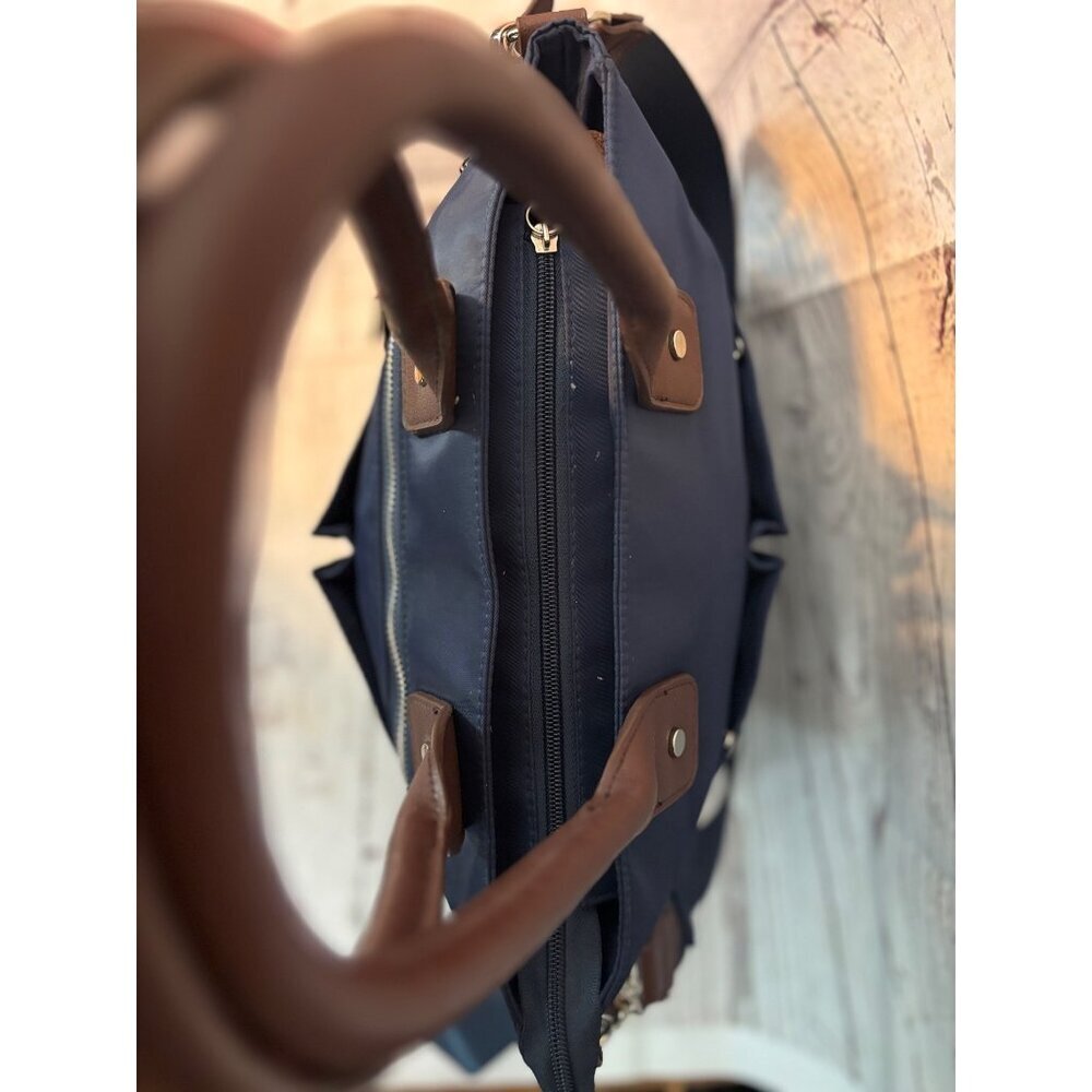 Signature Navy Blue Nylon Large Handbag Crossbody Tote - Picture 8 of 12